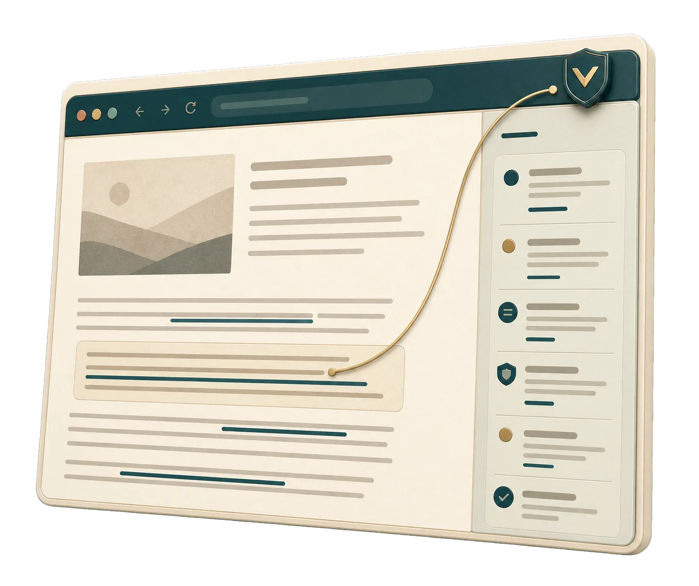 Browser article with highlighted evidence and an integrated Veritas extension badge